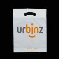 Custom logo printing ldpe hdpe die cut handle shopping bag with patch handle