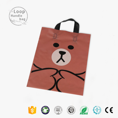 Custom logo loop handle plastic packaging poly bag